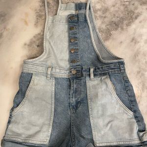 Jean short overalls two tone so cute!